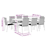9 Piece Garden Dining Set Black Textilene and Steel 3187040