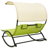 Sun Lounger Green and cream Textilene, Steel Double 310550