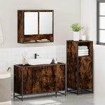 ZNTS 3 Piece Bathroom Furniture Set Smoked Oak Engineered Wood 3300982