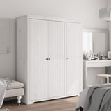 Wardrobe "BODO" White 146x53,5x173 cm Solid Wood Pine 355062