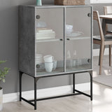 Side Cabinet with Glass Doors Concrete Grey 69x37x100 cm 836549