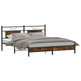 Bed Frame without Mattress Smoked Oak 160x200 cm Engineered Wood 4106893