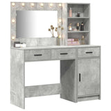 Dressing Table with Mirror Lights 2 pcs Grey Engineered Wood 3334266