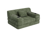 1-Seater Sleeper Sofa, Compressed Corduroy Sofa with High Backrest, Metal Frame, High-Density Foam, W3779P501255