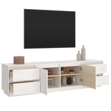 TV Cabinet White 176x37x47.5 cm Solid Wood Pine 814320