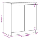 Side Cabinet Grey 60x36x65 cm Solid Pinewood 808100