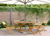 5 Piece Garden Dining Set Beige Polypropylene and Solid Wood 3281771