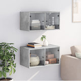 Wall Cabinets with Glass Doors 2 pcs Concrete Grey 68.5x37x35 cm 836504