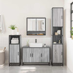 ZNTS 2 Piece Bathroom Furniture Set Grey Sonoma Engineered Wood 3300923