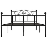 Bed Frame Black Metal Double Durable Bed Frame Rectangular 284526