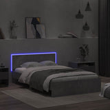 Bed Frame with Headboard and LED Concrete Grey 135x190 cm Double 3207633