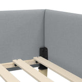 Corner Bed Frame with Headboard Light Grey 100 x 200 cm Fabric 42016125