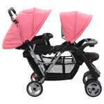 Tandem Stroller Pink and Black Steel 10157