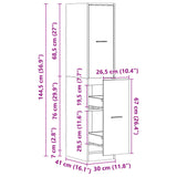 Apothecary Cabinet High Gloss White 30x41x144.5 cm Engineered Wood 855529