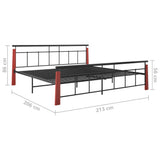 Bed Frame without Mattress Metal and Solid Oak Wood 200x200 cm 324896