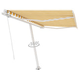 Freestanding Manual Retractable Awning 300x250 cm Yellow/White 3069498