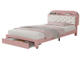 3ft Single Velvet Upholstered Bed Frame, Adjustable Cookie Shaped Storage Headboard with Storage N652P420241P