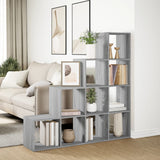 Room Divider Bookcase 4-Tier Grey Sonoma 131.5x29x131.5 cm Engineered Wood 857972