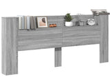 Storage Headboard with LED Grey Sonoma Engineered Wood 3418688