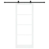 Sliding Door ORKDAL White 93 x 232 cm Solid Pine Wood and Glass 3332152