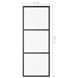 151008 Sliding Door 3-Panel ESG Glass and Aluminium 76x205 cm Black