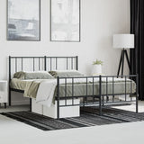 Metal Bed Frame without Mattress with Footboard Black 140x190cm 352498