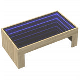 ZNTS Coffee Table with Infinity LED Sonoma Oak 90x50x30 cm 847618