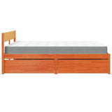 Bed with Drawers and Mattress Wax Brown 160x200 cm Solid Wood Pine 3281894