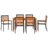 Garden Dining Set 7 pcs Black Solid Acacia Wood 3365538