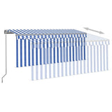 3069396 Manual Retractable Awning with Blind 3,5x2,5m Blue&White