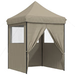 ZNTS Foldable Party Tent Pop-Up with 4 Sidewalls Taupe 4005002