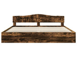 Bed Frame Smoked Oak 200 x 200 cm Solid Pine Wood 3412857