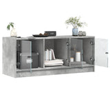 TV Cabinet with Glass Doors Concrete Grey 102x37x42 cm 836409