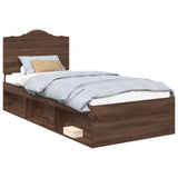 Bed Frame with Headboard Brown Oak 90 x 200 cm Solid Pine Wood 3413359