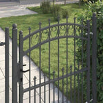Fence Gate with Spikes Grey 150 x 100 cm Powder-coated steel 42009004