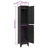 Locker Cabinet Anthracite 38x45x180 cm Steel 339779