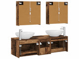 Bathroom Furniture Set 5 pcs Old Wood Engineered Wood and Glass 3406973