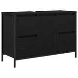 ZNTS 3 Piece Bathroom Furniture Set - Black Oak Engineered Wood 3328379