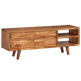 244973 TV Cabinet Solid Acacia Wood with Carved Doors 117x30x40 cm
