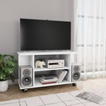 TV Cabinet with Castors White 80x40x45 cm Engineered Wood 800189
