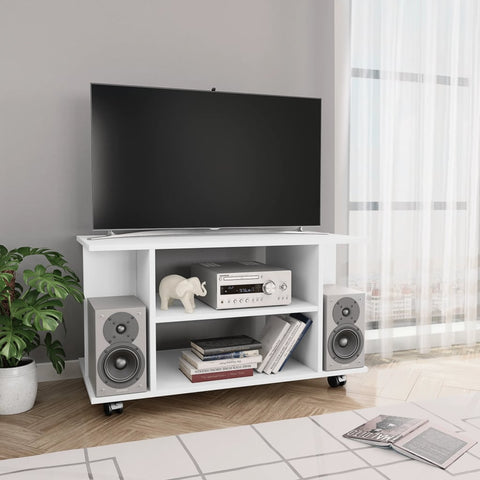 TV Cabinet with Castors White 80x40x45 cm Engineered Wood 800189