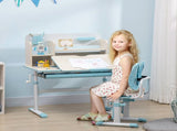 Kids Desk and Chair Set, with Storage Shelves, Washable Cover, for Ages 3-12 Years - Blue T3398P347714