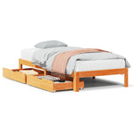 ZNTS Bed Frame with Drawers without Mattress Wax Brown 100x200 cm 3301964
