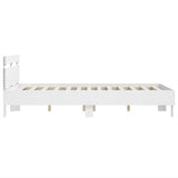 Bed Frame White Engineered wood, Plywood Double Bed Frame 3207567