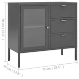 Sideboard Anthracite 75x35x70 cm Steel and Tempered Glass 336075