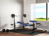 Adjustable Weight Bench with Leg Extension, Barbell Rack, Preacher Curl Pad, Butterfly, T3398P349195
