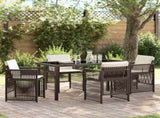 Garden Dining Set 5 pcs Brown Powder-Coated Steel 3380658
