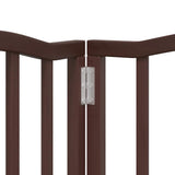 Dog Gate with Door Foldable 9 Panels Brown 450 cm Poplar Wood 3155603
