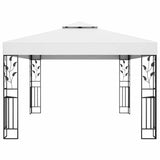 Gazebo with Double Roof&LED String Lights 3x4 m White 3070298