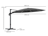 3 Cantilever Garden Parasol with Solar Powered Lights, Crank Handle & Cross Base, UPF 50, 360&deg T3398P323816